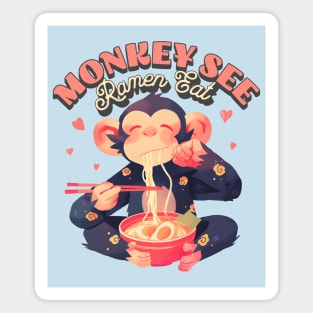 Monkey See Ramen Eat cute retro funny monkey Magnet